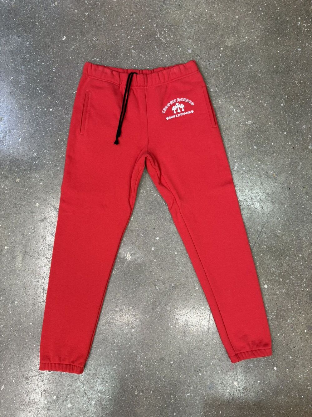 Chrome Hearts Triple Cross Red Embroidered Sweatpants